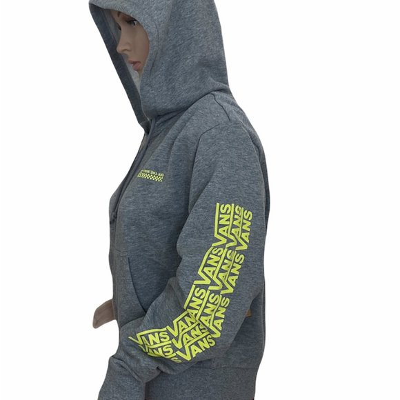 VANS 🔥SALE!🔥 Off The Wall Top Zip Hoodie Women Size XS Grey Yellow VN0A4DRAGRH - Picture 6 of 8